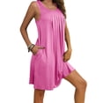 thumbnail image 1 of Ladies Fashion Casual Loose Solid Color With Pocket Cute Beach Outfits for Women French Swing Dress Woman's Dresses Summer Casual Dress for Women Short Sleeve Long Dress for Women Casual Cute Dresses, 1 of 6