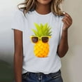 thumbnail image 1 of Ladies Fashion Casual Pineapple Print T Shirt Short Sleeve Top2 Long Sleeved Shirts Womens T Neck Tops for Women Sleeve Shirt Handstand Shirt Long Sleeve Women Long Sleeved T Shirts Solid Workout Tops, 1 of 4
