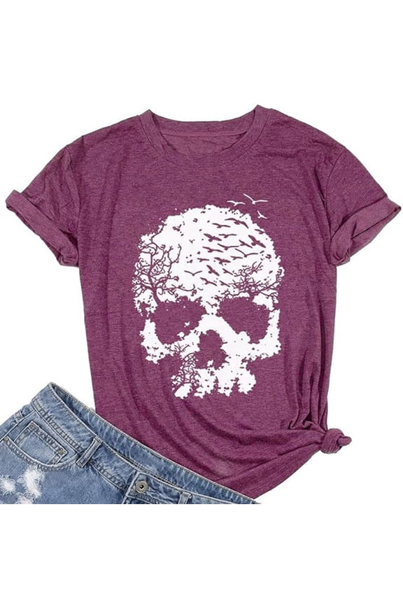 Ladies Fashion Casual Print Short Sleeve Solid Color Shirt Top Women Summer T Shirts Women's T Shirt Short Sleeve Women's Loose Fit Tees Walking T Shirts Women Women Workout Tops Womens Solid Color T