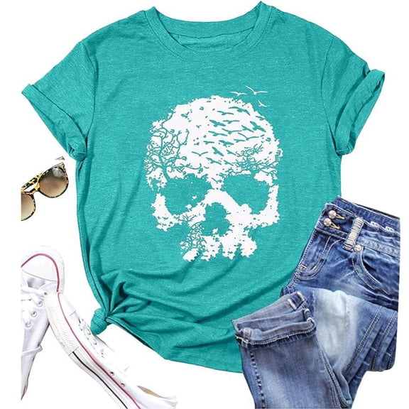 Ladies Fashion Casual Print Short Sleeve Solid Color Shirt Top Women Summer T Shirts Women's T Shirt Short Sleeve Women's Loose Fit Tees Walking T Shirts Women Women Workout Tops Womens Solid Color T