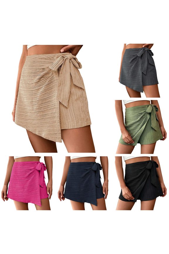 Ladies Fashion Casual Solid Color Border Texture Design Solid Color Culottes Skirt Women
