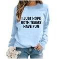 thumbnail image 1 of Ladies Fashion Casual Solid Color Loose Long Sleeve Letter Print Crew Neck Hoodie Jogging Sweatshirt Women Distressed Sweat Shirts Color Sweatshirt Fashion Fall Crop Sweatshirts Women Comfortable Tops, 1 of 3
