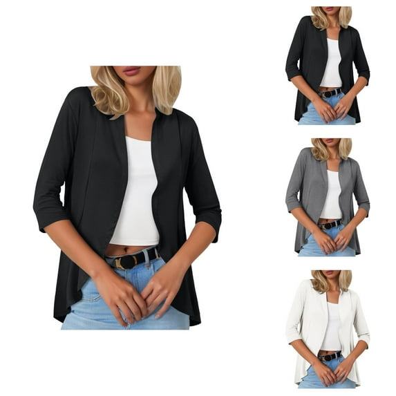Button Up Women's Cardigan Casual Business Casual Long Sleeve Cardigans Ladies Fashion Casual Solid Color Three Quarter Sleeve Sleeve Cardigan Short Small Coat