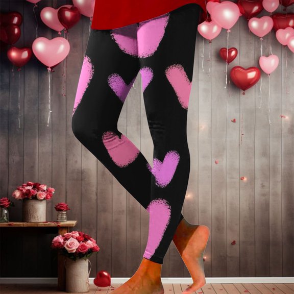 Ladies Fashion Casual Valentine's Day Printed Leggings 3 Denim Leggings Tights with Pockets for Women 2x Maternity Work Pants Underwear plus Size 4x Womens Work Leggings Maternity Summer Tops Cute