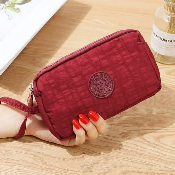 Ladies Fashion Clutch Bag Three Zipper Solid Color Letter Printing Large Capacity Wearable Backpack