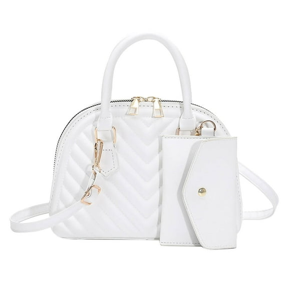 Ladies Fashion Color Leather Versatile Handbag Double Zipper Messenger Bag