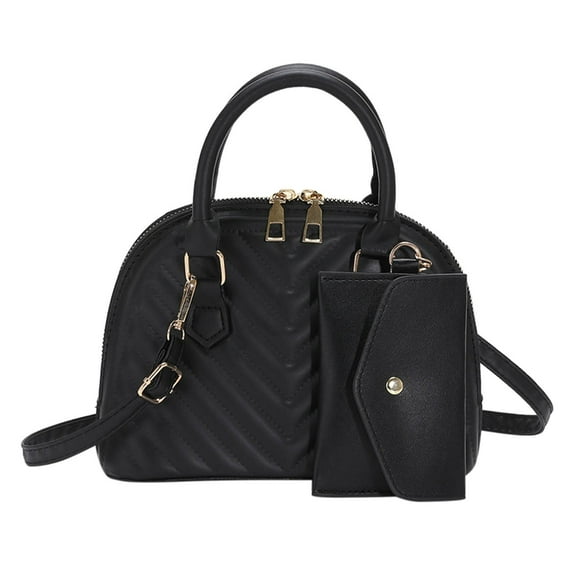 Ladies Fashion Color Leather Versatile Handbag Double Zipper Messenger Bag