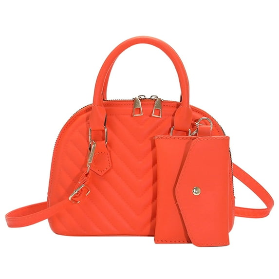 Ladies Fashion Color Leather Versatile Handbag Double Zipper Messenger Bag