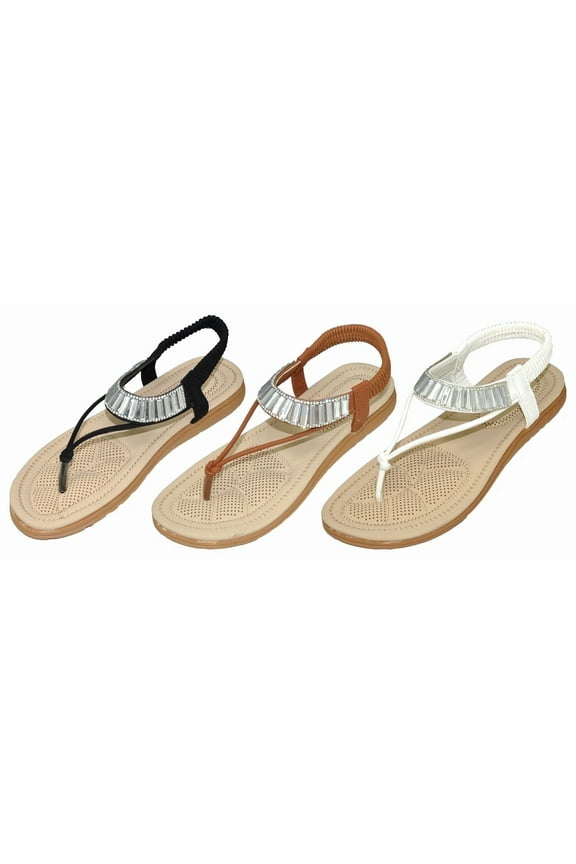 (Ladies) Fashion Comfy jewel Sandals 36 pairs in a case (Bulk Pack)