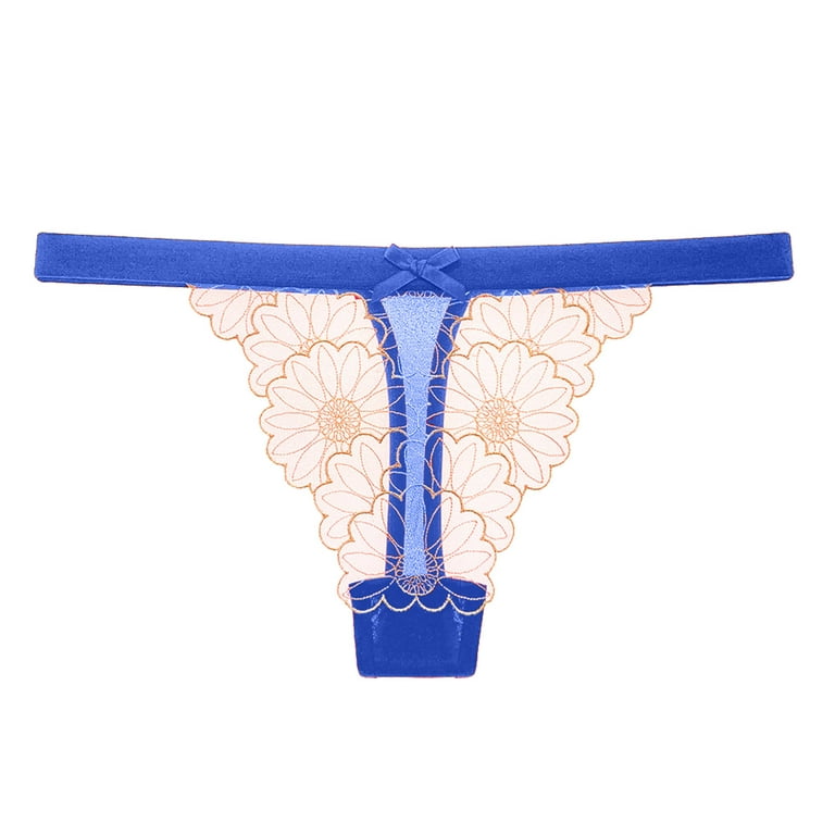 Ladies Fashion Daisy Embroidery Panties Hollow Jacquard Thin Low Waist High  Elastic Thong Underwear Womens Bikini Cut 