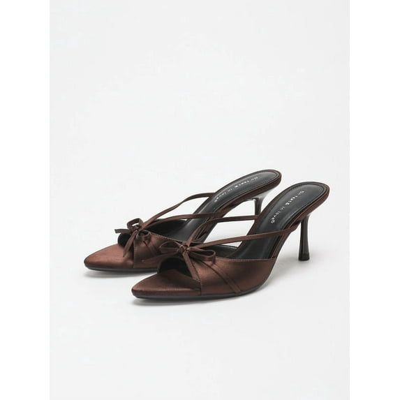 Ladies' Fashion Elegant Satin Pointed-Toe Stiletto Heels, Comfortable Simple and Versatile Thin High Heels