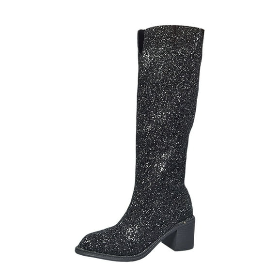Ladies' Fashion Glitter Sparkling Boots Ball Party Boots Black 37