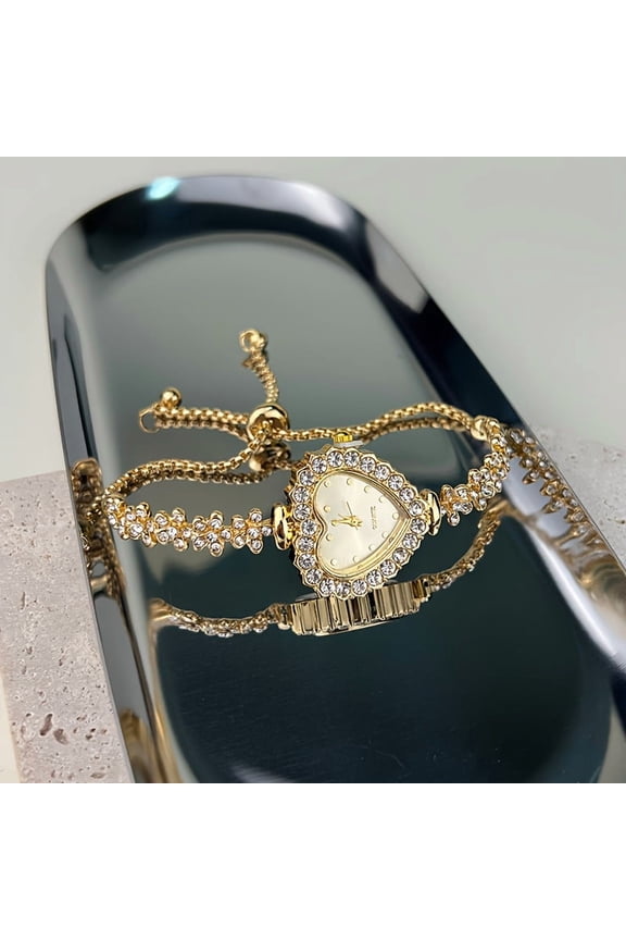 Ladies Fashion Heart-Shaped Quartz Watch - Adjustable Drawstring Band, Lightweight, for Daily Wear & Decoration