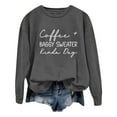 thumbnail image 1 of Ladies Fashion Leisure Pure Color Loose Long Sleeved Printed Letters Round Collar, 1 of 2