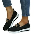 thumbnail image 1 of Ladies Fashion Mesh Casual Shoes Round Toe Breathable Thick Sole Slip-On Flat Sports Shoes, 1 of 9