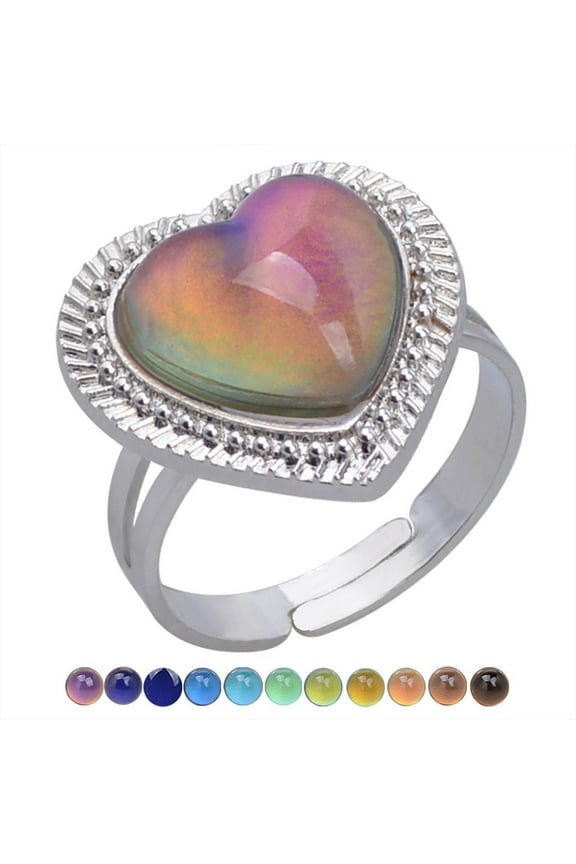 Ladies Fashion Mood Ring - Temperature Sensitive Color Changing Open Design Jewelry, Novel Mother's Day Gift, 2cm Size (1pc)