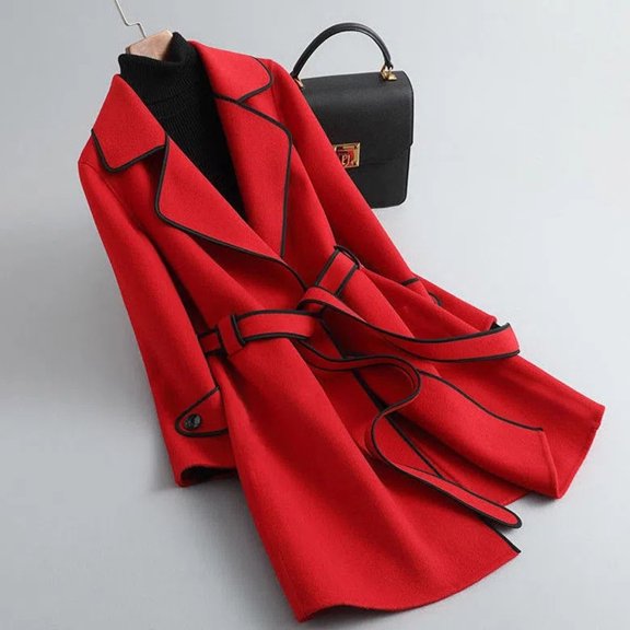 Ladies Fashion Oversized Color Block Casual Mid Length Wool Blend Coat Womens Winter Jackets for Cold Weather Winter Jackets Women Outdoor Long Overcoat for Women Lambs Wool Winter Jackets Women Wool