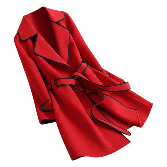 Ladies Fashion Oversized Color Block Casual Mid Length Wool Blend Coat winter clothing for women