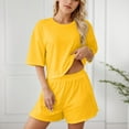 thumbnail image 1 of Ladies Fashion Pajama Set Solid Color Loose Shorts Set Womens Pajamas Fall Bedhead Pajamas plus Size Bridal Sleepwear Pajama Short for Women Satin Sleep Set Comfy Shorts for Women plus Size Family, 1 of 7