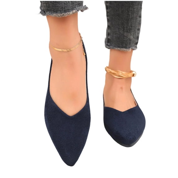 Ladies Fashion Pointed Toe Solid Color Shallow Mouth Flat Bottom Casual Comfortable Shoes Women's Soft Soled Shoes Trendy Loafers Flat Shoes