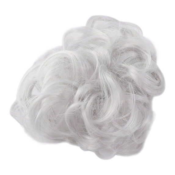 Ladies Fashion Pony Tail Hair Extension Bun Hairpieces Scrunchie Elastic Wave Curly Synthetic Hairpieces (Grey)