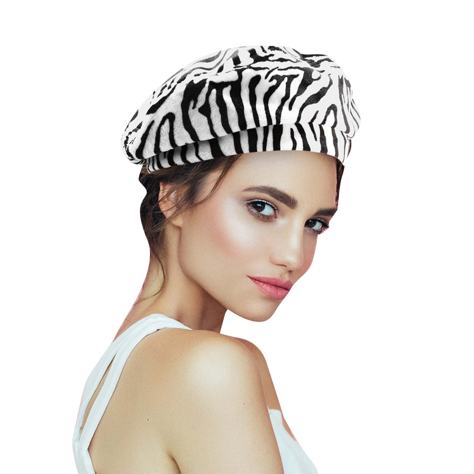 Ladies Fashion Rabbit Beret Print Painter Hat Warm Bud Cap French Barrette Hat Women