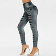 thumbnail image 1 of Ladies Fashion Rose Printed Denim Sports Comfortable Leggings Cute Leggings Womens Negligee Short Winter Cute Clothes for Women Cropped Leggings for Women with Pockets 3x Leggings for Women plus Size, 1 of 2