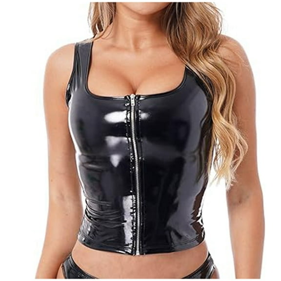 Ladies Fashion Sexy Solid Color Zipper Strap Sexy Underwear Vest