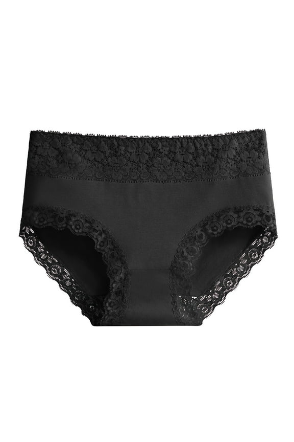 Ladies Fashion Soft Briefs Underpants Plus Size Crotch Tight Belly Lace Hem High Waist Breathable Panties Dailywear Comfy No Show Stretch Underwears Lightweight