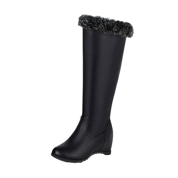 Ladies Fashion Solid Color Leather Side Zipper High Heel Long Boots for Women Stylish and Comfortable Winter Footwear