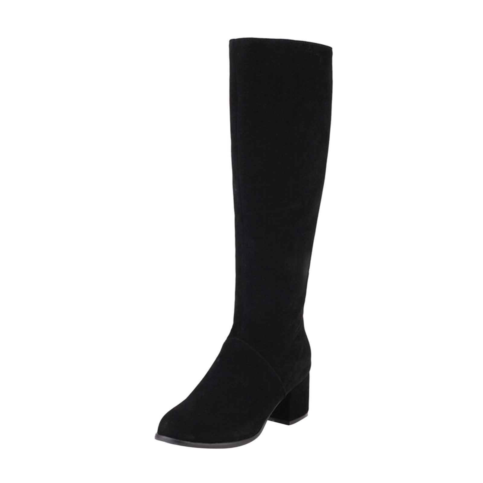 Ladies Fashion Solid Color Suede High Heel Side Zipper Long Knee Boots Womens Boot Slippers
