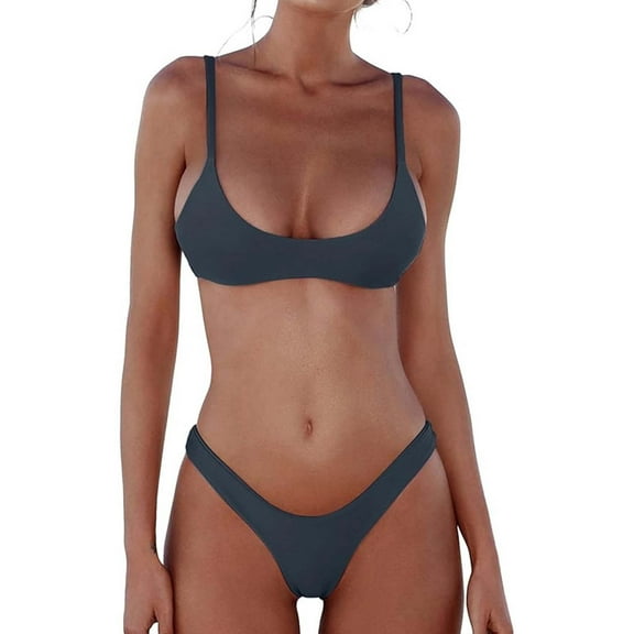 Ladies Fashion Solid Color Triangle Two Piece Bikini Swimsuit Set For Women Adjustable Beach Bathing Suit Satin Bikini Bikini T Shirt Silk Bikini Teens Bikini Bikini Shave Gel Bikini Top plus Size