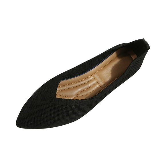 Ladies Fashion Solid Color Womens Casual Slip on Shoes To Wear with Casual Dresses Breathable Knitted Mesh Pointed Womens Business Casual Shoes Size 11 Shallow Comfortable Flat Casual Shoes