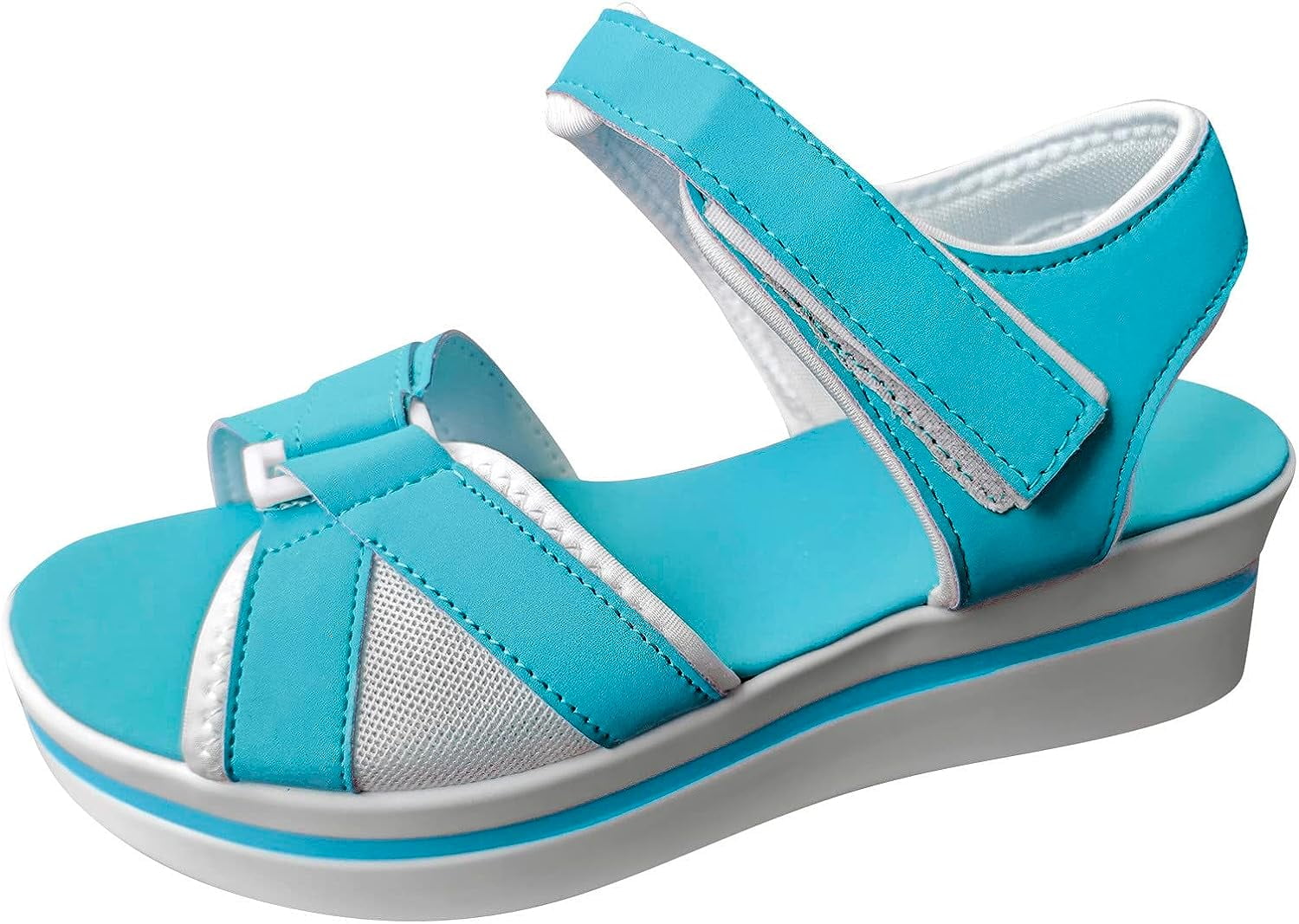 Ladies Fashion Summer Color Blocking Open Toe Hook Loop Thick Wedge ...