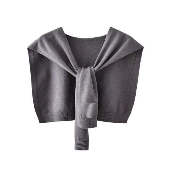 Ladies' Fashion Versatile Ice Silk Knitted Shawl Outerwear Dark Gray