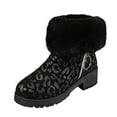 thumbnail image 1 of Xiaoxatg Ladies Fashion Winter Suede Leopard Pattern Side Zipper Short Boots with Thick Heel for Women 8 Black, 1 of 9