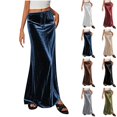thumbnail image 1 of Ladies Fashion Women Solid Color Elastic Waist Drawstring Long Skirt Cocktail Dresses For Women Senior Front Women's Gifts Skirts For Women, 1 of 7
