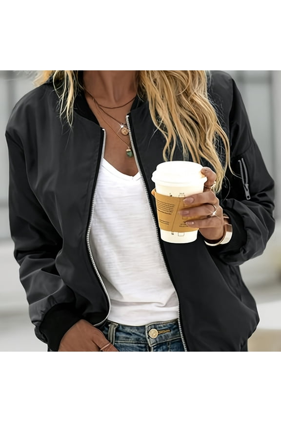 Ladies' Fashionable Baseball Jacket Casual Zipper Jacket Spring and Summer Thin Coat