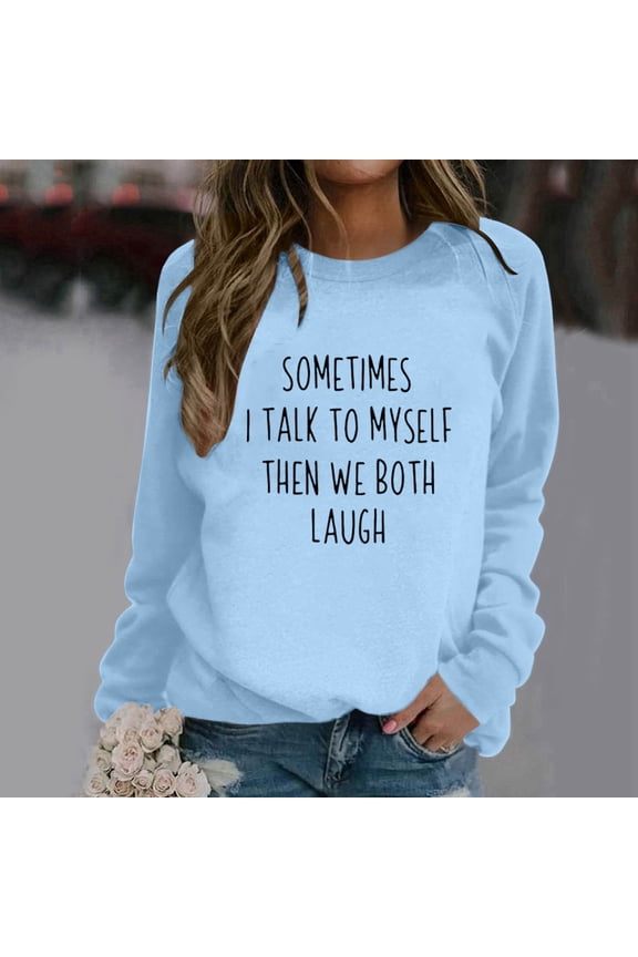 Ladies' Fashionable Casual Autumn And Winter English Letter Printed Trendy Hoodie Round Neck Hoodie Long Sleeved Top Cool Teen Shirt Women Alien Hoodies Women Binding Active Hoodies Women Knit Sweater