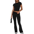 thumbnail image 1 of Ladies' Fashionable Casual High End Fashion Style Retro Two Piece Solid Color Set Pants Set Pants Suit plus Size Weavers Pants Lace Pant Suits for Women Work Out Outfit Set Puddle Pants Women Wedding, 1 of 3