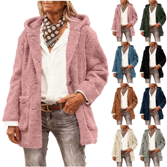 Ladies' Fashionable Casual Solid Color With Hooded Long Sleeved Coat Outerwear Top