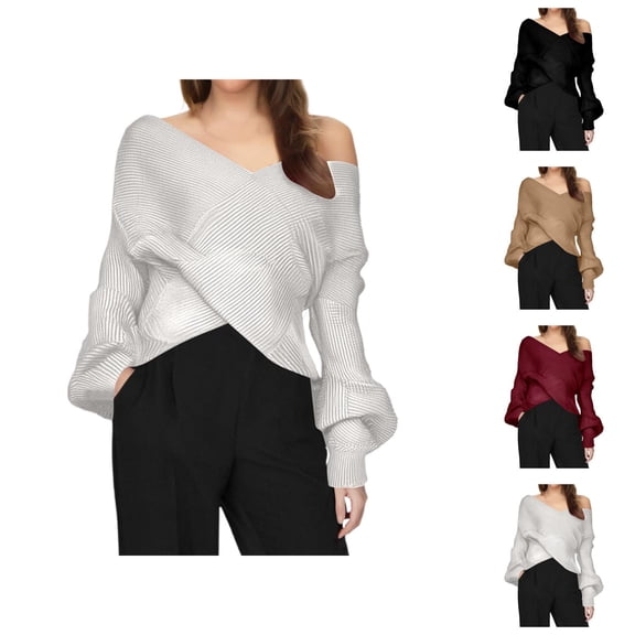 Ladies' Fashionable Casual V Neck Solid Color Long Sleeved Knitted Sexy Sweater Pullover Women's Cardigan Cardigan Sweaters for Women