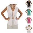 thumbnail image 1 of Ladies' Fashionable Cutout Sweater Short Sleeved Knitted Cardigan Vacation Lace Up Blouse Cardigan Sweaters for Women, 1 of 2