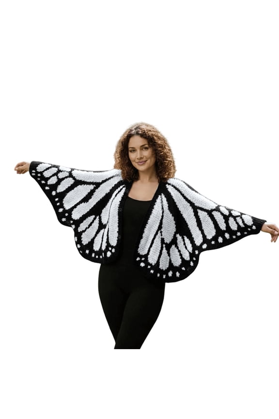 Ladies' Fashionable Emperor Butterfly Cape Shawl Cardigan Knitted Decorative Shawl