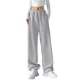 thumbnail image 1 of Ladies' Fashionable High Waisted Wide Leg Casual Straight Leg Sweatpants, 1 of 8
