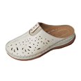 thumbnail image 1 of Ladies' Fashionable Plus Size Slippers with Hollow Pattern on the Toe Solid Color Wedge Heel Thick Sole White 41, 1 of 6
