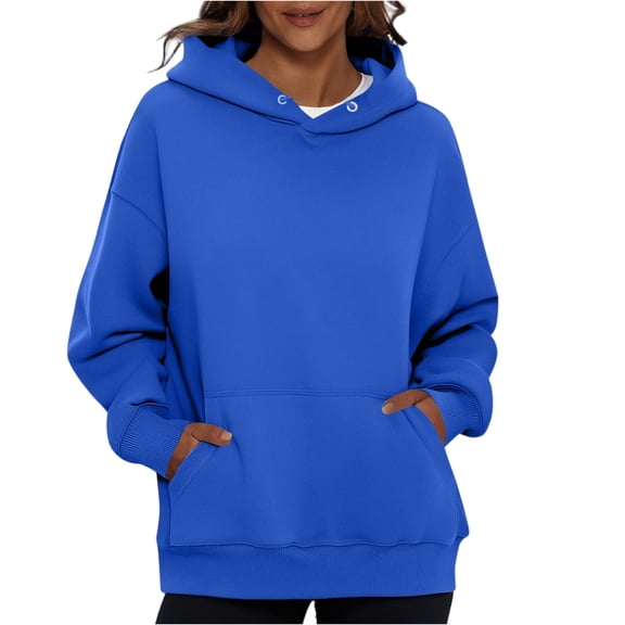 Ladies' Fashionable Solid Color Casual Hooded Pocket Long Sleeve Top for Casual Wear and Fashion Trends