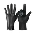 thumbnail image 1 of Ladies Leather Gloves with Touchscreen Function Winter Windproof Thermal for Cycling Driving and Outdoor Cold Weather Use - One Pair, 1 of 8