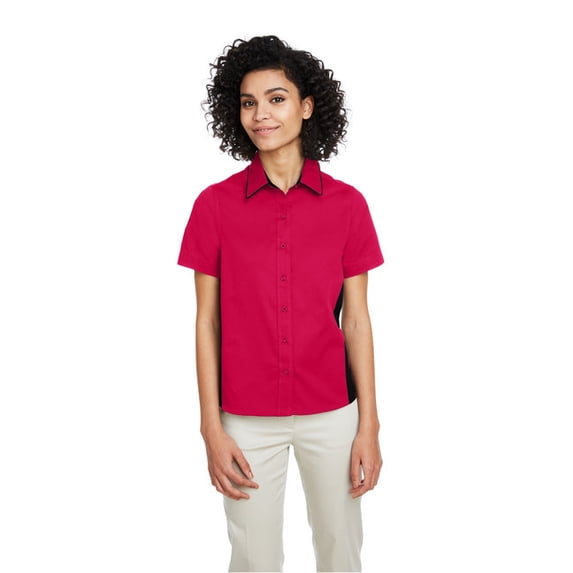 Ladies' Flash IL Colorblock Short Sleeve Shirt RED/ BLACK 3XL