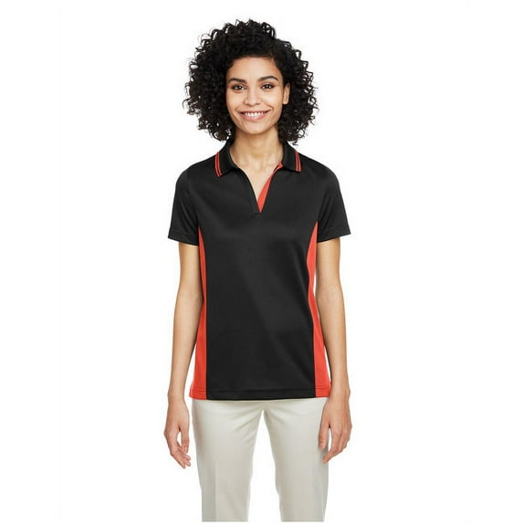 Ladies' Flash Snag Protection Plus IL Colorblock Polo - BLACK/ TM ORANGE - XS